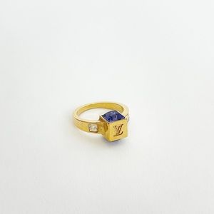 LOUIS VUITTON GAMBLE CUBE & SWAROVSKI STONE RING 6